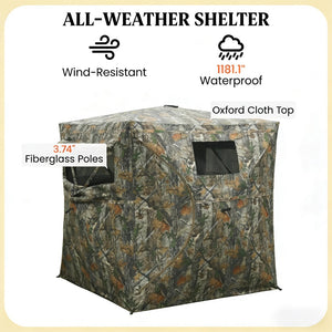 English Elm All-weather Pop up Hunting Blind with 270 Degree See Through Mesh Maple Camo T3971P486715