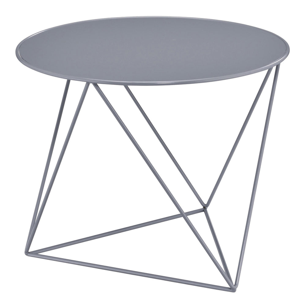 English Elm Grey Geometric Metal Base Accent Table with Round Scratch-Resistant Top, Modern Stable 23.5" Width B062P185685