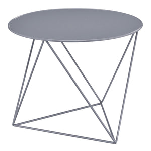 English Elm Grey Geometric Metal Base Accent Table with Round Scratch-Resistant Top, Modern Stable 23.5" Width B062P185685
