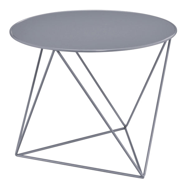 English Elm Grey Geometric Metal Base Accent Table with Round Scratch-Resistant Top, Modern Stable 23.5" Width B062P185685