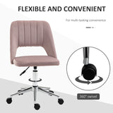 English Elm Vinsetto Modern Mid Back Office Chair With Velvet Fabric, Swivel Computer Armless Desk Chair With Hollow Back Design For Home Office, Pink