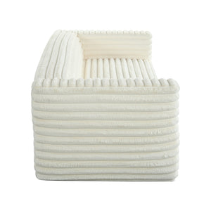 English Elm 89" Modern Corduroy Couch Plush 3-Seat Sofa with Squared Arms, Super Soft Luxury Seating for Living Spaces Beige W680P214251