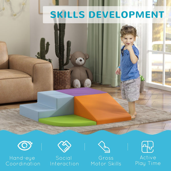 English Elm Qaba 4 Piece Foam Toddler Climbing Set with Modular Blocks for Indoor Play W2225P229244