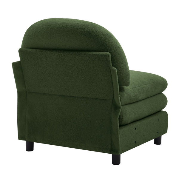 English Elm Vitoria Curved Modular Sofa in Plush Teddy Fleece for Modern Living Rooms Green W5656P454370