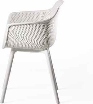 English Elm Christopher Knight Home® - LOTUS Outdoor Dining Chairs Set of 4 – Weather-Resistant Polypropylene with Diamond Pattern Comfort and Durability White 26.75 L x 26.5 W x 24 H N776P243064W