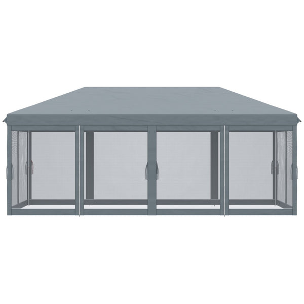 English Elm Outsunny 10' X 20' Heavy-Duty Pop Up Canopy Tent With Mesh, Instant Shade For Outdoor Events & Parties W2225P174283-GIGA