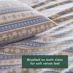 English Elm 3 Pcs Twin Sheet Set - Cozy Blue Snowflake Design, 100% Cotton Flannel For Warmth & Comfort B035P319779