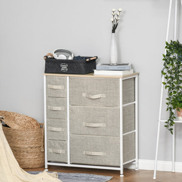 English Elm HOMCOM 7-Drawer Fabric Dresser Tower with Metal Frame, Space-Saving Organizer for Bedroom & Closet W2225P217729