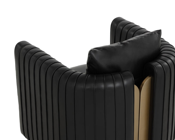 Sunpan ALIX Lounge Chair - Modern Glamour in Luxurious Cantina Black with Elegant Gold Trim & Comfort 111518
