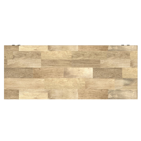 English Elm Westmont Industrial Entryway Hall Tree Bench with Mango Wood, Metal Frame, 4 Hooks, Shelf, 75"H B136P284182