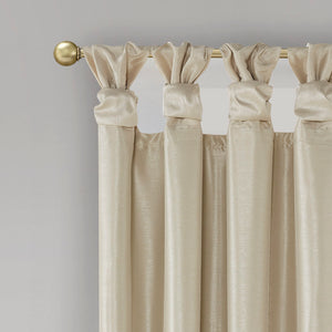 JLA Home Madison Park - Twist Linen-Look Faux Silk Curtain Panel with Lining, Twist-Top Drapes for Privacy & Luxe Sheen Champagne MP40-6368