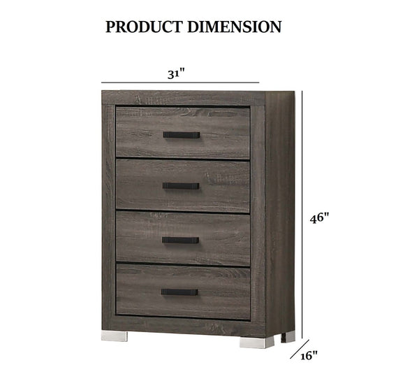 English Elm Modern Six Drawer Rubberwood Chest with Bar Handles Gray Bedroom Storage B011P447482