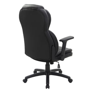 OSP Home Furnishings Exec High Back Bonded Leather Office Chair with Lumbar Support and Flip Arm Rests EC91150-EC3