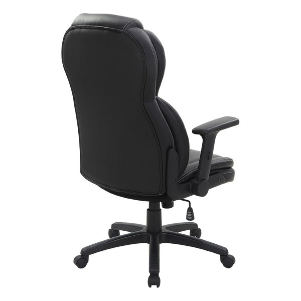 OSP Home Furnishings Exec High Back Bonded Leather Office Chair with Lumbar Support and Flip Arm Rests EC91150-EC3