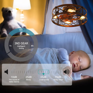 English Elm Caged 20" Flush Mount Ceiling Fan with Light, Matte Black Farmhouse Cage, 7-Blade Remote, Reversible W2312P374759