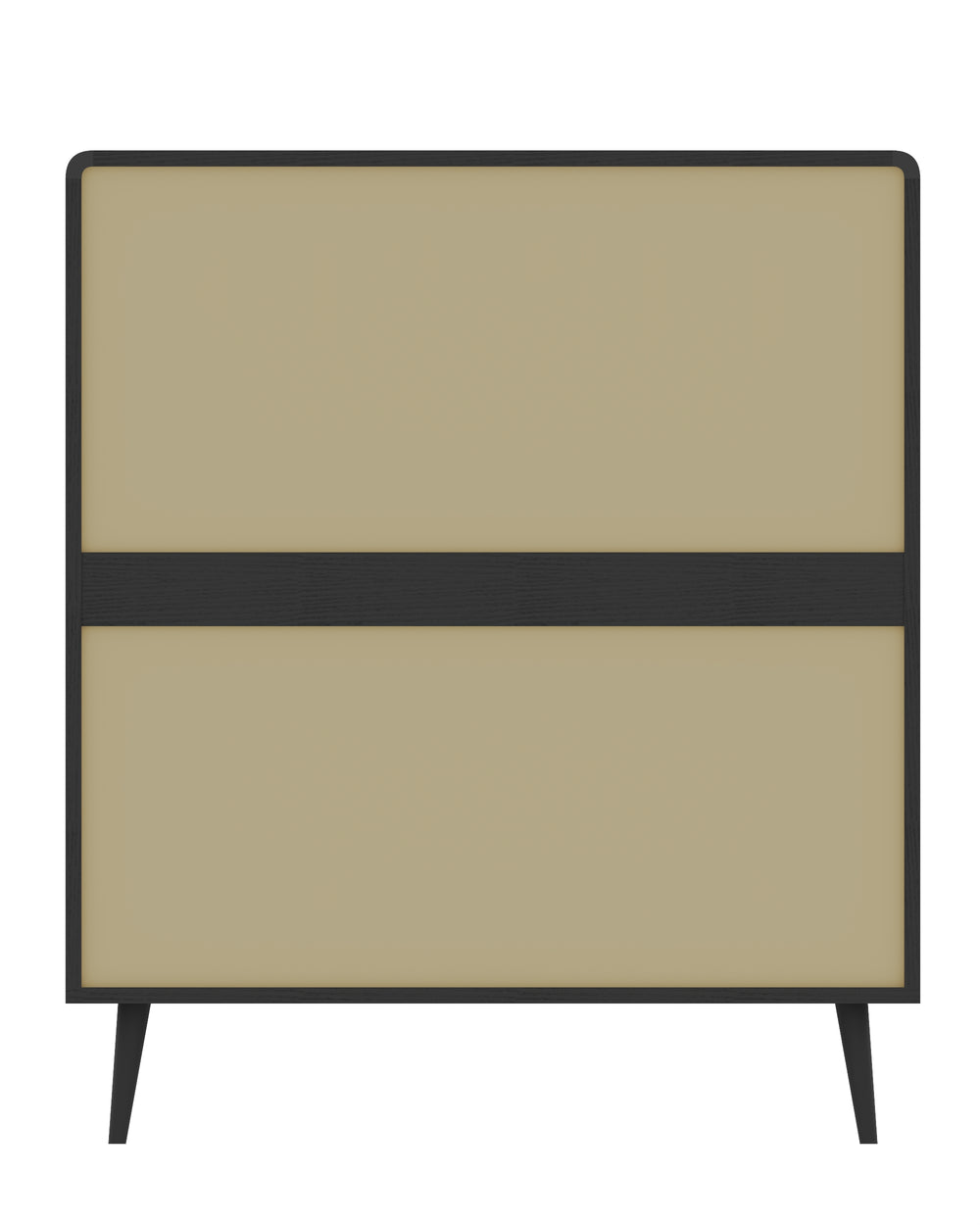 English Elm 4 Drawer Dresser Black - Modern Rattan-Front Chest with Wide Metal-Handle Drawers, Durable MDF Storage W2227P144261