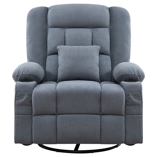 English Elm Kneading Massage Rocker Recliner with 4‑Point 3D Kneading, Heat, USB Port, Cup Holders & Swivel Comfort Blue W1521P390947