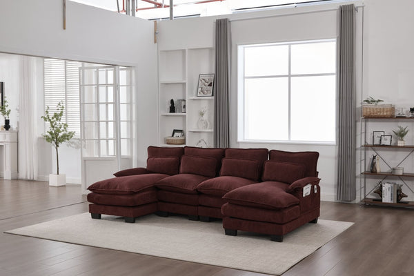 English Elm United We Win U Shaped Cloud Couch - Luxurious Chenille 4-Seat Sectional With Memory Foam & Storage W1568S00214-GIGA