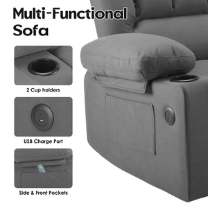 English Elm Oversized Recliner chair with ergonomic support, swivel rocker, quick 5-min assembly for adults comfort Grey T3623P408759
