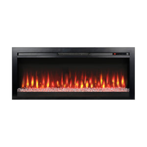 English Elm 44 Inch Recessed Electric Fireplace with Led Flame Heater and Remote for Living Rooms W1769P171421
