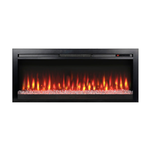 English Elm 44 Inch Recessed Electric Fireplace with Led Flame Heater and Remote for Living Rooms W1769P171421
