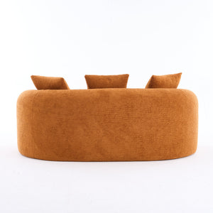 English Elm LY-025S Curved Loveseat Compact 65" Space-Saving Chenille Upholstery, 30D Foam+Spring Comfort Orange W2231P261292