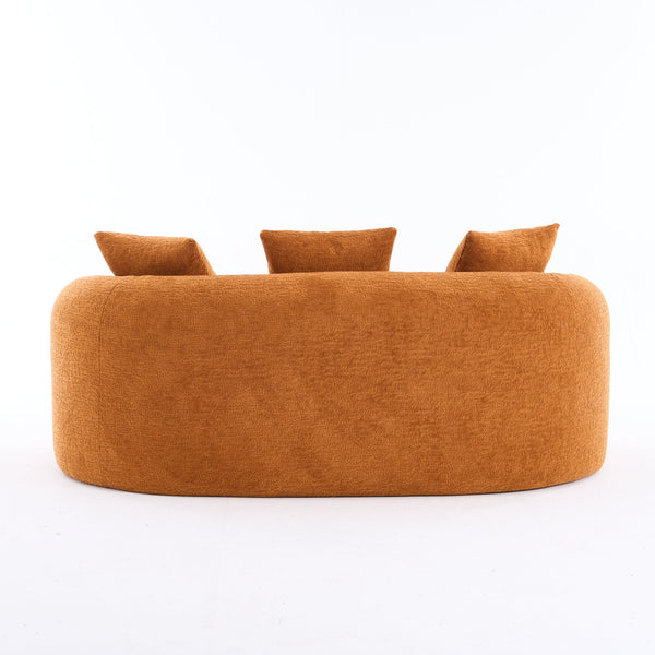 English Elm LY-025S Curved Loveseat Compact 65" Space-Saving Chenille Upholstery, 30D Foam+Spring Comfort Orange W2231P261292