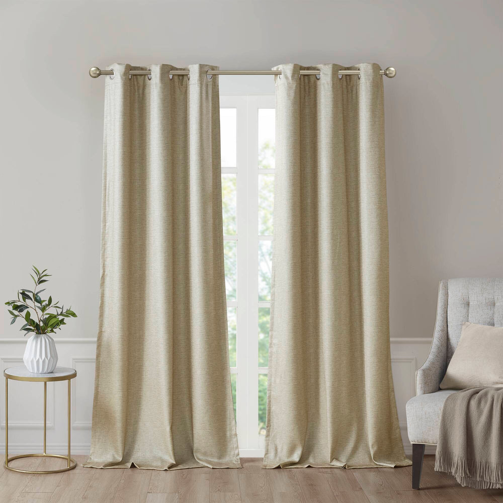 JLA Home SunSmart - Tonal Faux Silk Room-Darkening Curtain Panels with Thermal Foamback, OEKO‑TEX Certified Energy-Saving Taupe SS40-0139