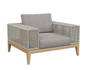 Sunpan Salerno Outdoor Armchair - Sophisticated Teak Wood Design with Weather-Resistant Fabric for Relaxation Palazzo Taupe