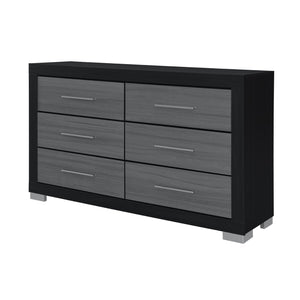 English Elm ELSA Two-Toned Chest of Drawers with Bar Handles, Solid Wood & MDF, Spacious Storage, Block Legs Black 62.83 L x 19.21 W x 38.62 H B201P347330