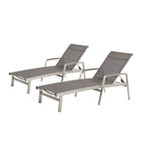 Christopher Knight Home® - Noble House - Oxton Outdoor Mesh And Aluminum Chaise Lounge - Set Of 2