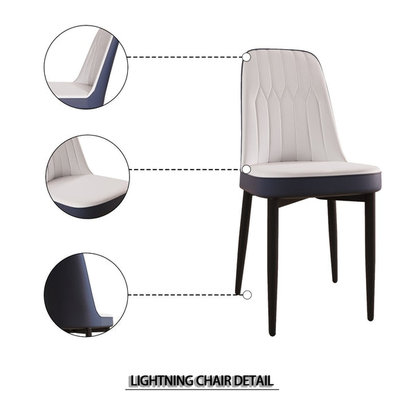 English Elm A Set of Four Mid-century Pu Leather Dining Chairs with Padded Seats and Metal Legs W2189S00831