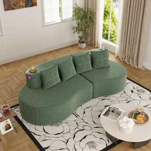 English Elm Modern Half Moon Chenille Sectional Three Seat Curved Sofa for Living Room or Apartment Green W395P435345