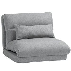 English Elm HOMCOM Convertible Folding Floor Chair — 6-Position Recliner, Thick Cushion & Pillow, Space-Saving Sofa Bed W2225P229417