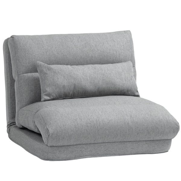 English Elm HOMCOM Convertible Folding Floor Chair — 6-Position Recliner, Thick Cushion & Pillow, Space-Saving Sofa Bed W2225P229417