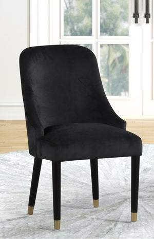 English Elm Contemporary Velvet Upholstered Rounded Back Dining Chairs with Gold Accent Legs Set of 2, Elegant Comfort Black 30.12 L x 24.22 W x 22.25 H B011P290547