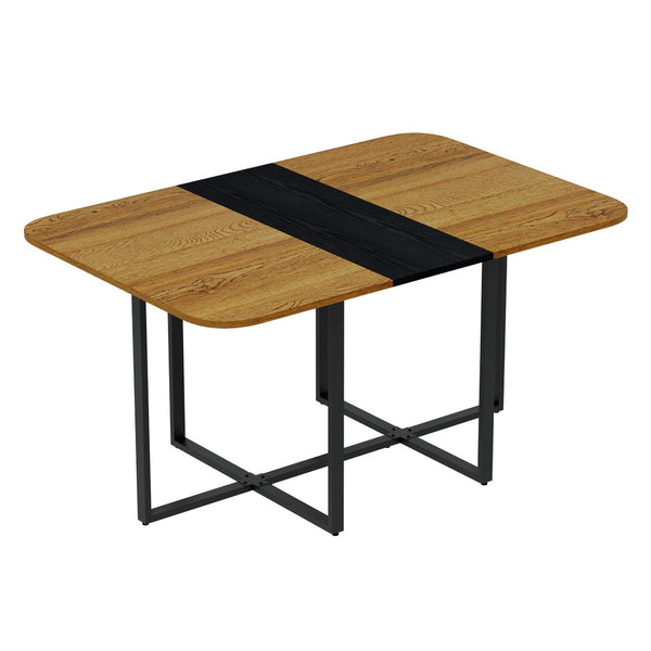 English Elm 7-piece Rectangular Dining Set Two-tone Wood Tabletop with Six Suede Chairs Modern W3875S00125
