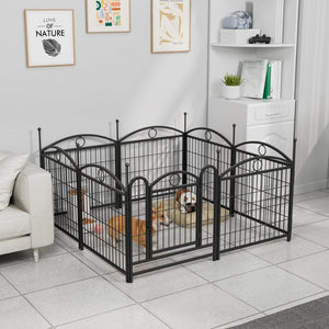 English Elm Dog Playpen 8 Panel Heavy Duty Iron Pet Enclosure Foldable Indoor Outdoor Exercise Pen Black W368P233996