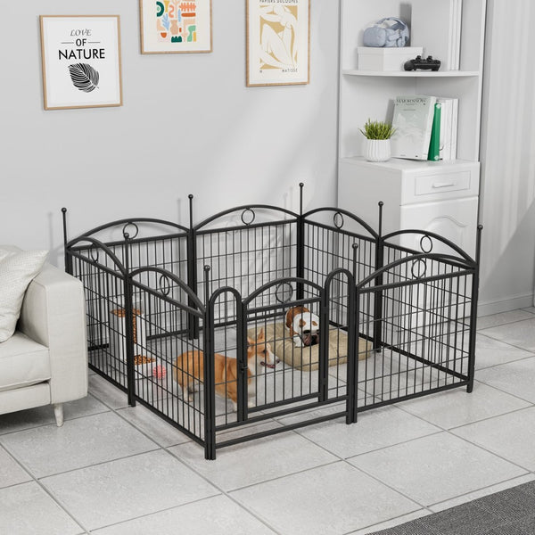 English Elm Dog Playpen 8 Panel Heavy Duty Iron Pet Enclosure Foldable Indoor Outdoor Exercise Pen Black W368P233996