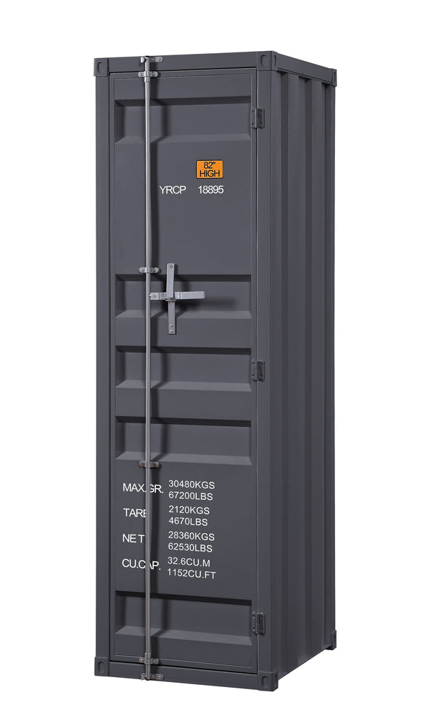 English Elm Gunmetal Single-Door Iron Wardrobe with Interior Shelf & Dual Compartments, Secure Container Lock, Sleek 67" Storage Unit B062P215412