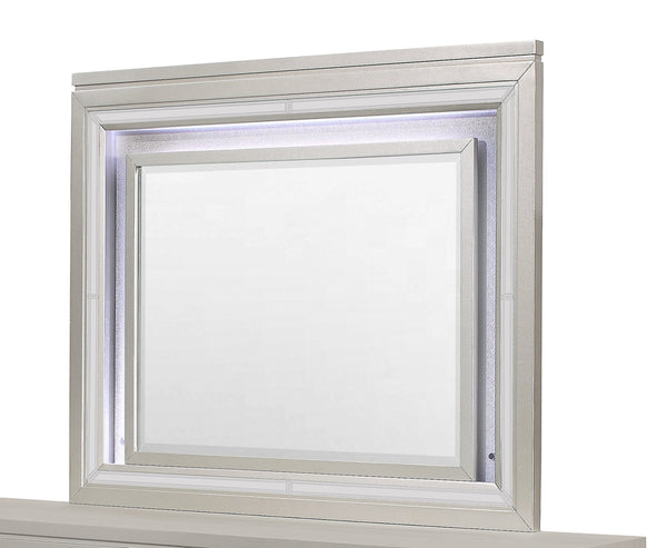 English Elm CROSS Champagne Mirror with LED Lighting — Framed Solid Wood & MDF Large Scale Mirror for Paris Dresser B201P215896