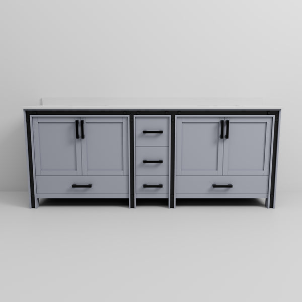 English Elm Dark Grey Double Bath Vanity 84" W X 22" D With Cultured Marble Top - Elegant Storage Solution! B2731P260756