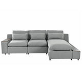 English Elm [ Video Provided] L-Shaped Modular Sectional Sofa With Removable Back Cushions,3 Pillows and 2 Storage Spaces,Suitable For Living Rooms,Offices and Apartments