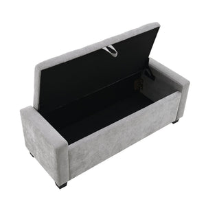 English Elm 48" Tufted Chenille Storage Bench Diamond Stitched Lift Top Seat for Bedroom Entryway Light Grey W2671P386666