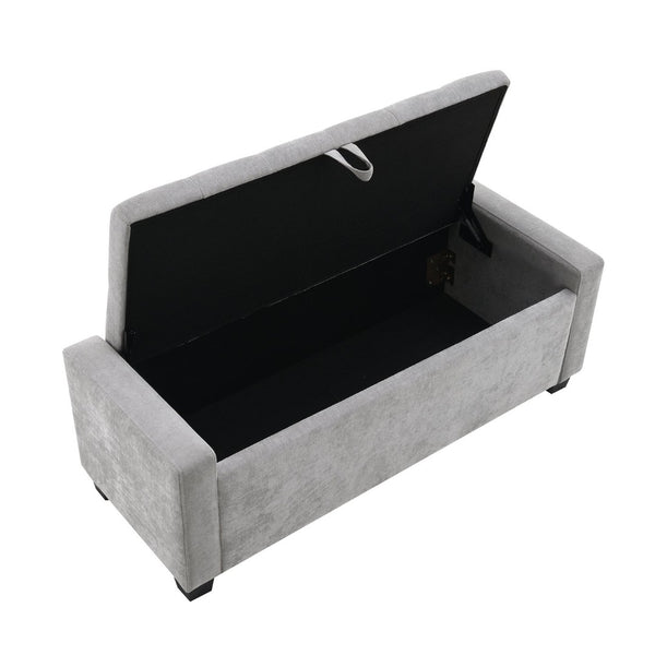 English Elm 48" Tufted Chenille Storage Bench Diamond Stitched Lift Top Seat for Bedroom Entryway Light Grey W2671P386666