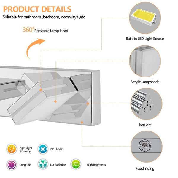 English Elm Modern Six Head Chrome Led Vanity Bar Light for Bathroom Mirror Bright Coverage W1340P248802