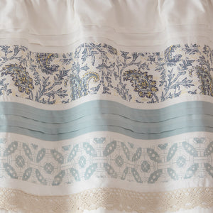 JLA Home Madison Park - Printed Paisley Pieced Rod Pocket Valance in Aqua Periwinkle with Lace Trim, 100% Cotton, OEKO‑TEX Certified MP41-4293