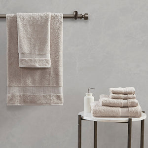 JLA Home Madison Park Signature - 100% Egyptian Cotton Luxe 6-Piece Towel Set — 650 GSM Spa-Soft, Highly Absorbent, OEKO-TEX Gold Certified Sand MPS73-426