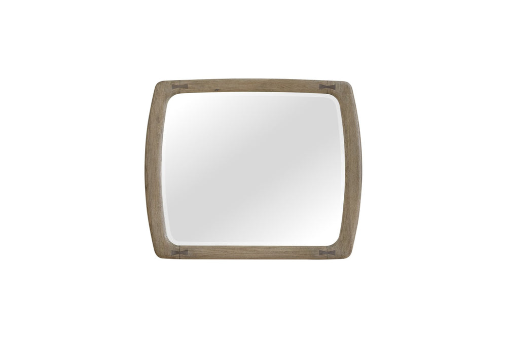 English Elm English Knotty Oak Frame Wall Mirror with Bowtie Inlays for Rustic Farmhouse Decor B2699P437954