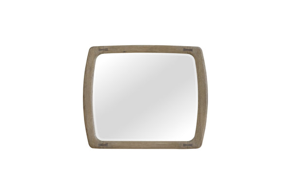 English Elm English Knotty Oak Frame Wall Mirror with Bowtie Inlays for Rustic Farmhouse Decor B2699P437954